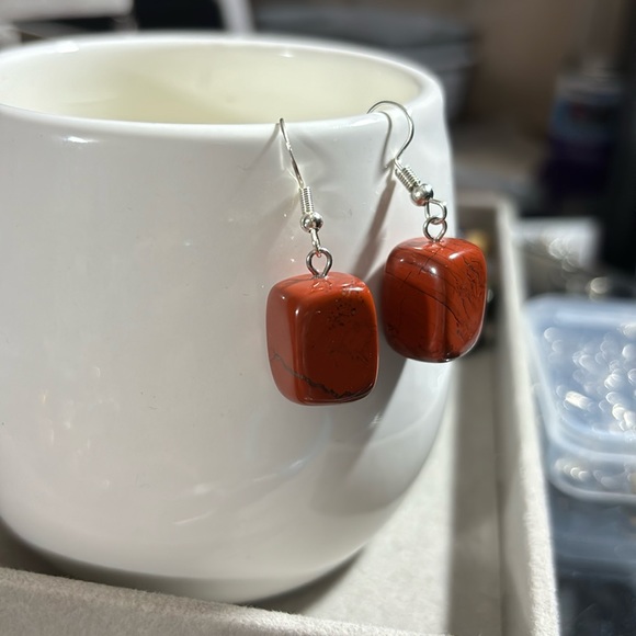 SATYAMANI Natural Stone Traditional Carnelian Semi-Precious Earrings Red Orange - Picture 4 of 5